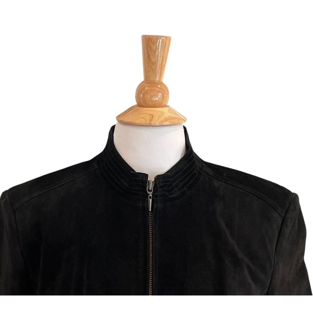 Valerie Stevens Black Suede Motocycle Jacket, Pockets, Size XL - Picture 3 of 12